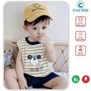 Bộ ba lỗ bé trai, cộc tay bé trai, bộ sát nách bé trai 100% cotton mềm mại size trung đại