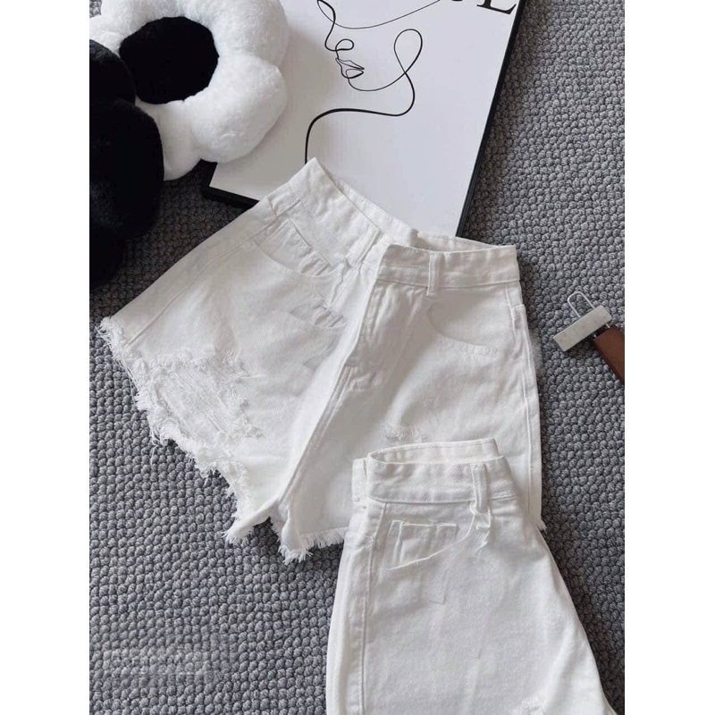 Quần sooc đùi chất jean rách