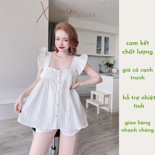 Bigsize Đồ Mặc Nhà Nữ Đũi Sọc Cánh Tiên Size 55-80kg XINMIN.STORE