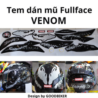 Tem decal Venom dán Mũ bảo hiểm Fullface