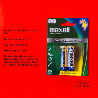 Pin Tiểu AA Maxell Alkaline LR6 vỉ 2 viên CHÍNH HÃNG
