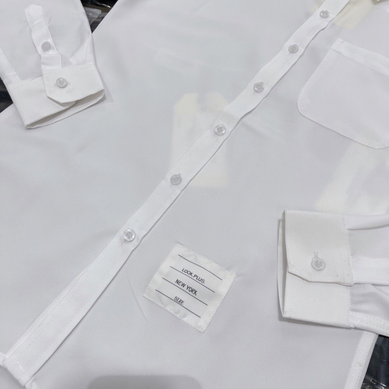 Áo Sơ Mi Thom Xám Trắng Dài Tay Vải Cotton Lụa Cao Cấp | BigBuy360 - bigbuy360.vn