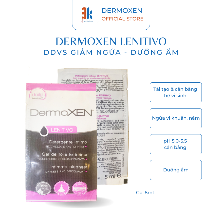 Dung dịch vệ sinh DermoXEN Lenitivo Gói dùng thử 5ml giảm ngứa khô rát, dưỡng ẩm