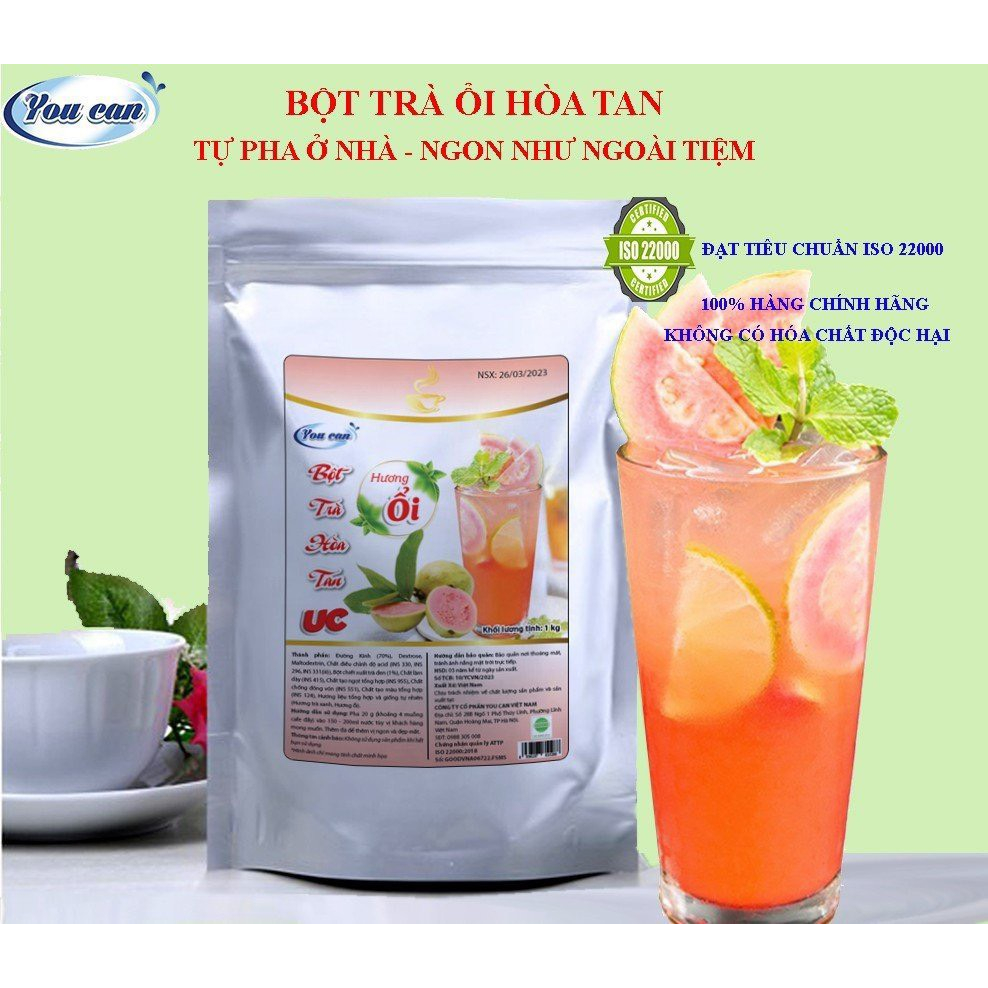BỘT TRÀ ỔI HỒNG HÒA TAN UC TÚI 1KG