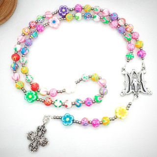 Chuỗi mân côi hạt đất sét đính mề đay Huyền Nhiệm nhập Ý thiết kế handmade MOONGEM, quà tặng phụ kiện Công Giáo