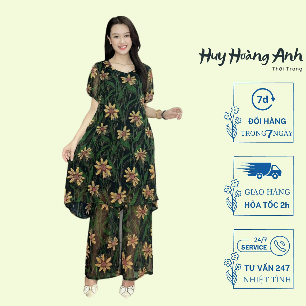 Đồ Bộ Trung Niên Sang Trọng Cao Cấp Đẹp Huy Hoàng Anh,Bộ Quần Áo Nữ Cho Mẹ Lụa Dự Tiệc Công Sở Trên 30,40 Tuổi BD06