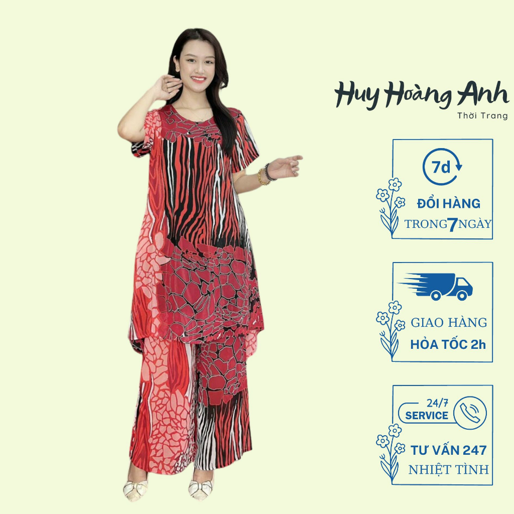 Đồ Bộ Trung Niên Sang Trọng Cao Cấp Đẹp Huy Hoàng Anh,Bộ Quần Áo Nữ Cho Mẹ Lụa Dự Tiệc Công Sở Trên 30,40 Tuổi BD07