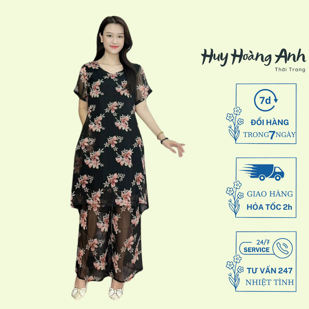 Đồ Bộ Trung Niên Sang Trọng Cao Cấp Đẹp Huy Hoàng Anh,Bộ Quần Áo Nữ Cho Mẹ Lụa Dự Tiệc Công Sở Trên 30,40 Tuổi BD10