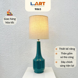 Đèn bàn phòng khách LART 9865 thân bình cổ cao màu xanh cổ vịt sang trọng trang trí kệ console phòng ngủ phòng dưới 30m2