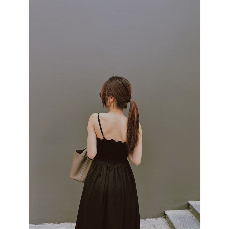 Calla Lily - Đầm nhung mịn  hai dây chun ngực Jasmine Dress