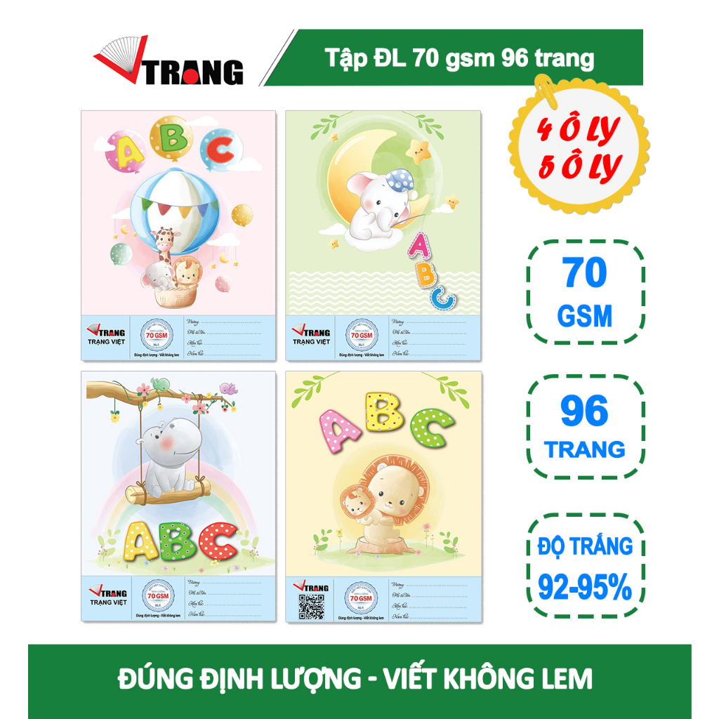 LỐC 10 QUYỂN TẬP ABC 96 TRANG ĐÁNG YÊU