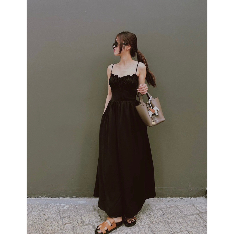 Calla Lily - Đầm nhung mịn  hai dây chun ngực Jasmine Dress