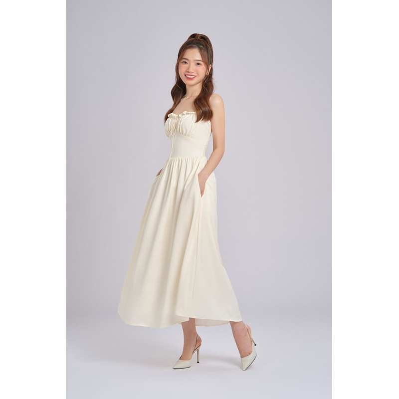 Calla Lily - Đầm nhung mịn  hai dây chun ngực Jasmine Dress