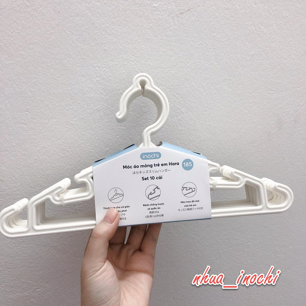 Set 10 Móc treo quần áo trẻ em Hara  - phù hợp treo quần áo trẻ em, trẻ sơ sinh