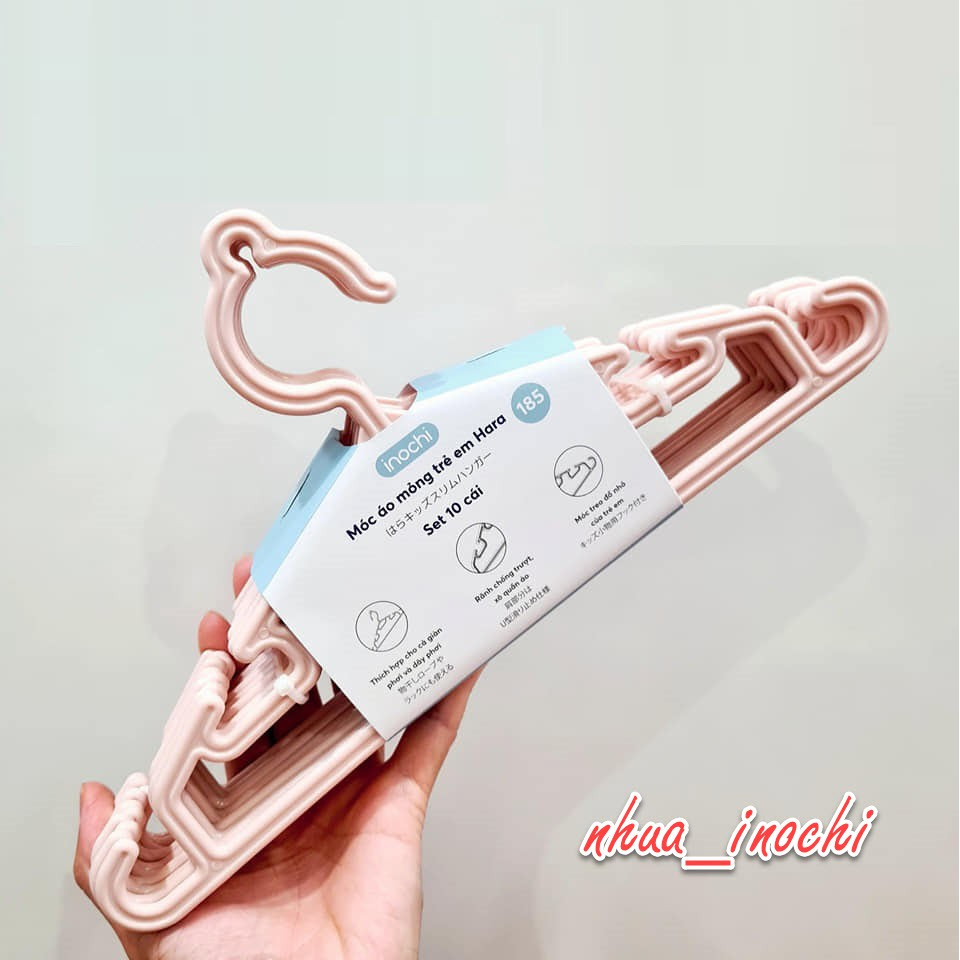 Set 10 Móc treo quần áo trẻ em Hara  - phù hợp treo quần áo trẻ em, trẻ sơ sinh