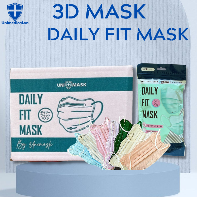 Thùng 100C khẩu trang Daily Fit Mask Thương hiệu Uni mask hàng y tế 4 lớp kháng khuẩn cao cấp đã kiểm nghiệm Vntest