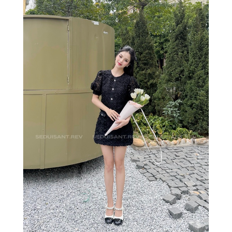 Vivien Top/skirt - áo ren tơ hoa croptop/chân váy ren tơ hoa nổi SEDUISANT.REV