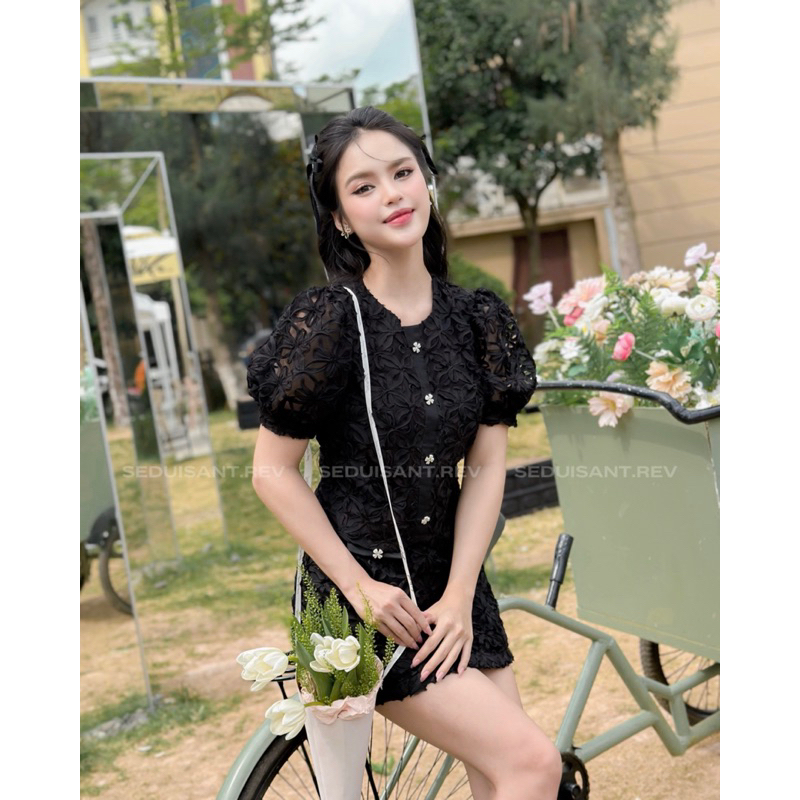 Vivien Top/skirt - áo ren tơ hoa croptop/chân váy ren tơ hoa nổi SEDUISANT.REV