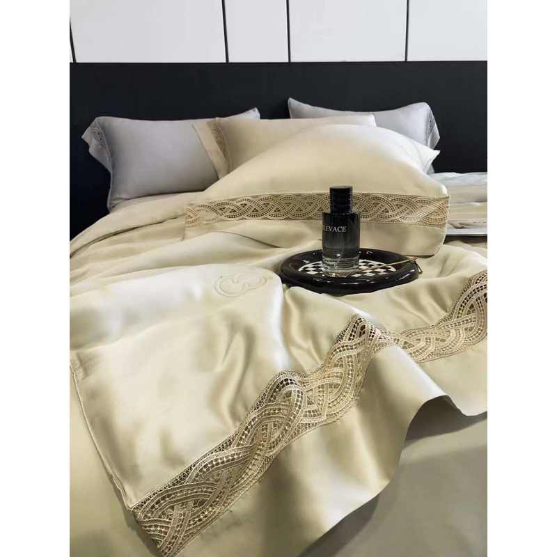 Bộ chăn ga thiên tơ Tencel80s  chăn trần bông mềm mại thiết kế viền ren sang trọng, tinh tế mát lạnh mẫu mới