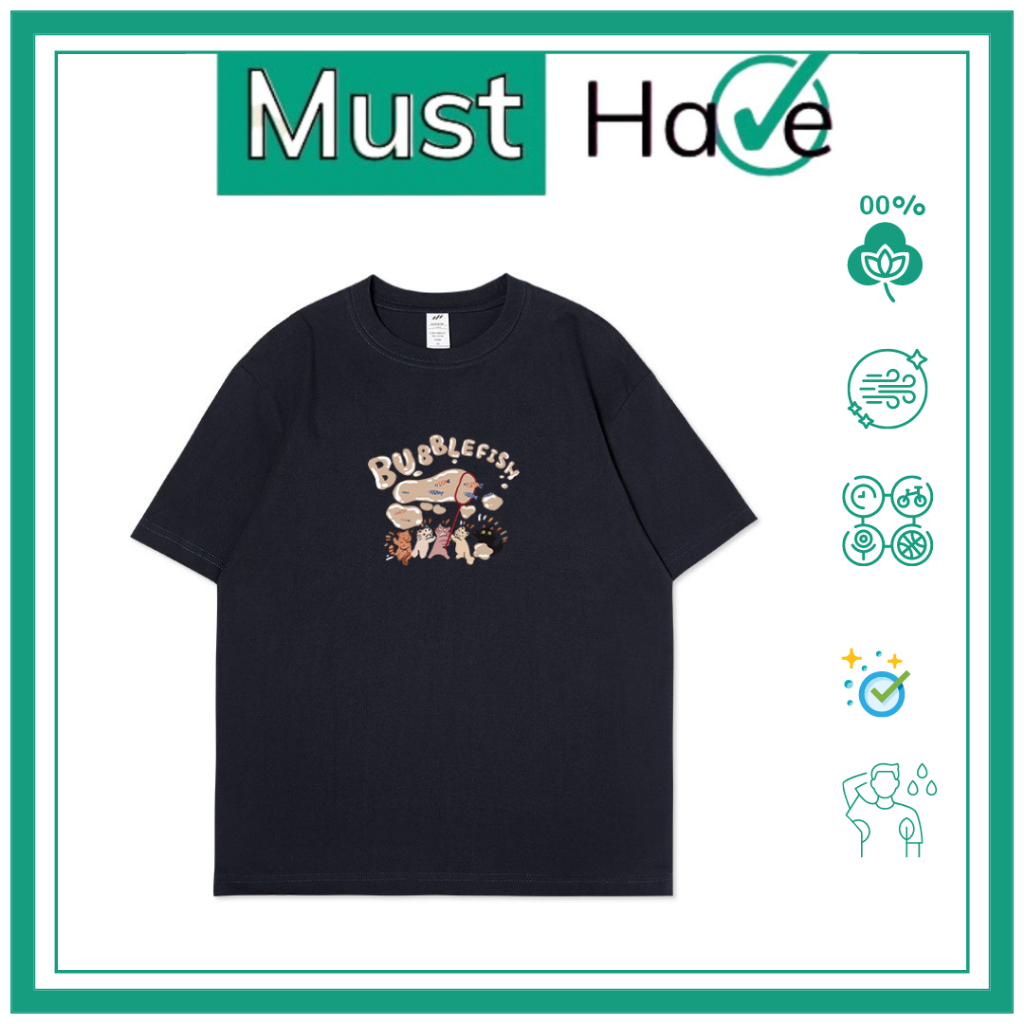 Áo thun, áo phông Must Have Unisex 100% cotton hình mèo bắt cá