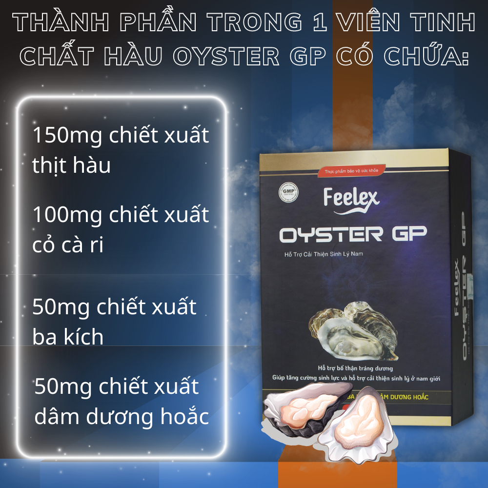 Tinh chất hàu biển cao cấp Feelex Oyster GP bổ thận tráng dương, tăng cường sinh lý nam giới