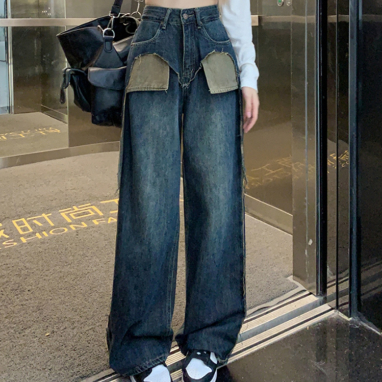 Quần jean nữ ống suông ống rộng lạ kiểu dáng 2 túi