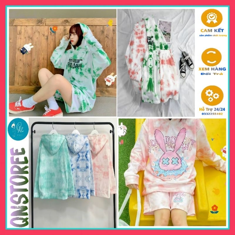 ❤️ GIÁ SỈ ❤️ BỘ NỈ THUN LOANG RẰN RI XANH - HỒNG - SET ĐỒ ÁO MIX QUẦN ĐÙI RẰN RI HOT