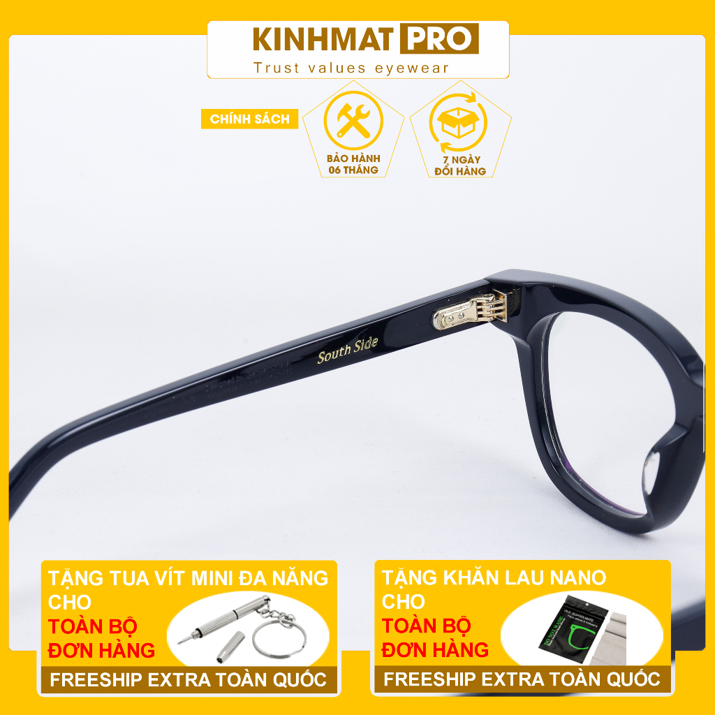 Gọng kính V fullbox cao cấp lõi thép bản lề vàng 7 chấu Kính mắt Pro