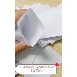 Combo 100 túi trắng mini đáy dán kt 5 x 7 cm