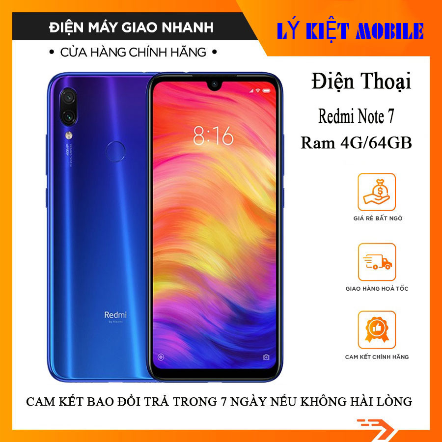 Điện thoại Xiaomi Redmi note 7 ram 4G/64GB máy chính hãng