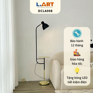 Đèn cây đứng LART DCLA008 màu đen vàng sang trọng kèm bàn phong cách Châu Âu cho phòng khách phòng ngủ đọc sách