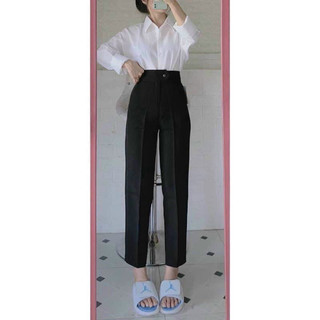 ( SALE M) QUẦN TÂY ĐEN Nút Bấm Lưng Cao Chất Vải Tuyết Mưa Hàng Xịn Dày Đẹp CO dãn nhẹ