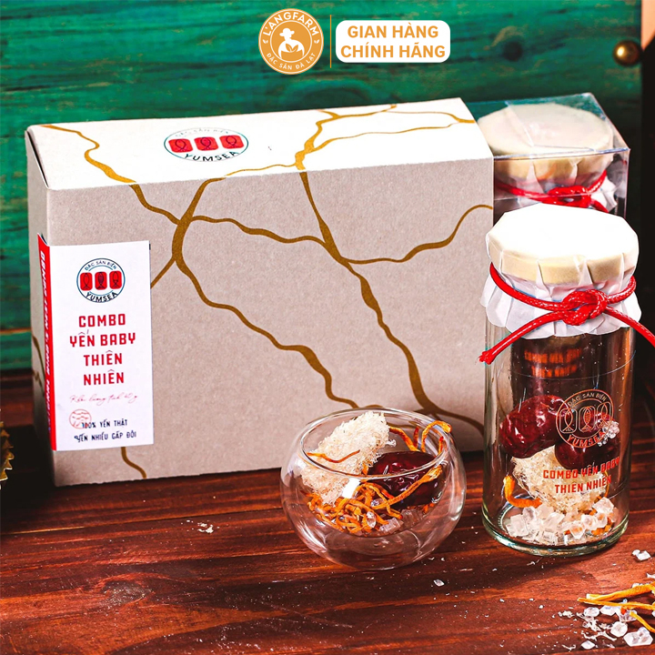 Combo yến baby thiên nhiên L'angfarm làm quà tặng cao cấp, 4 combo, hũ, mẫu kintsugi, Yumsea