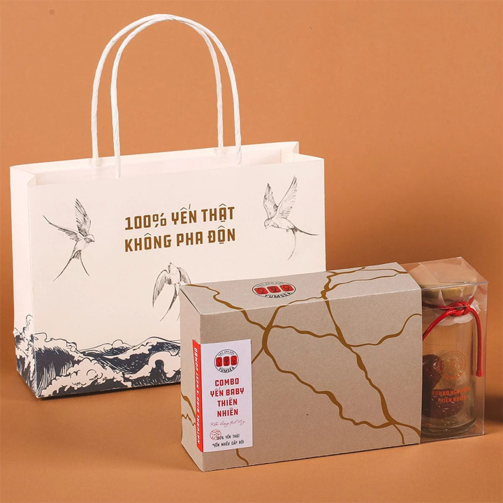 Combo yến baby thiên nhiên L'angfarm làm quà tặng cao cấp, 4 combo, hũ, mẫu kintsugi, Yumsea