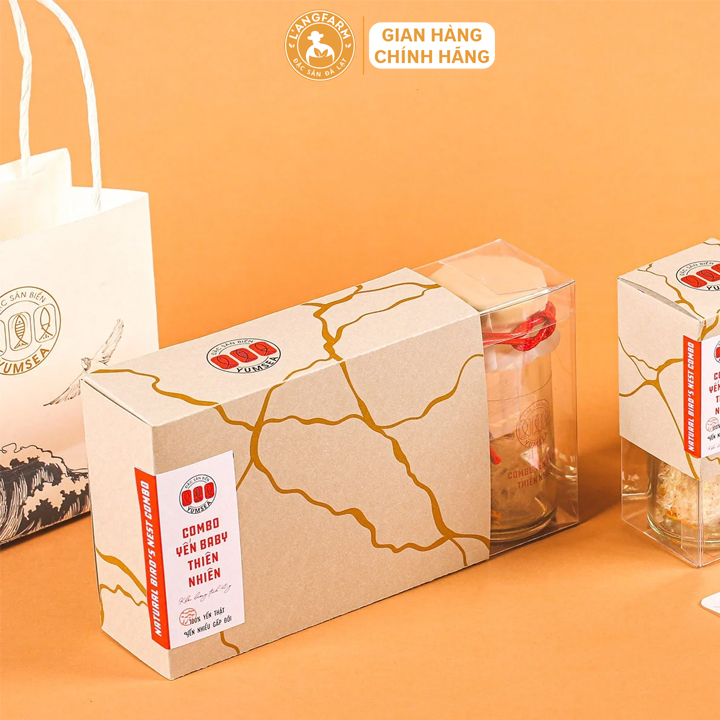 Combo yến baby thiên nhiên L'angfarm làm quà tặng cao cấp, 4 combo, hũ, mẫu kintsugi, Yumsea