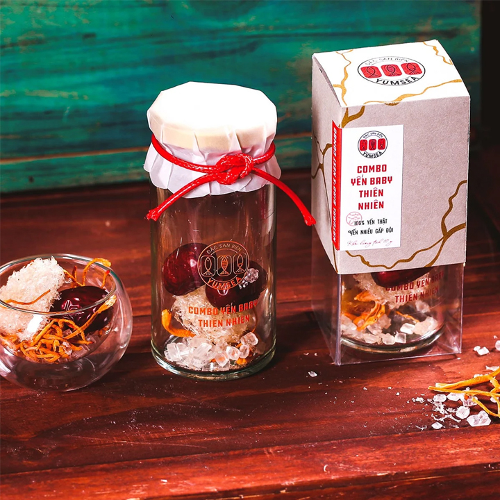 Combo yến baby thiên nhiên L'angfarm làm quà tặng cao cấp, 4 combo, hũ, mẫu kintsugi, Yumsea