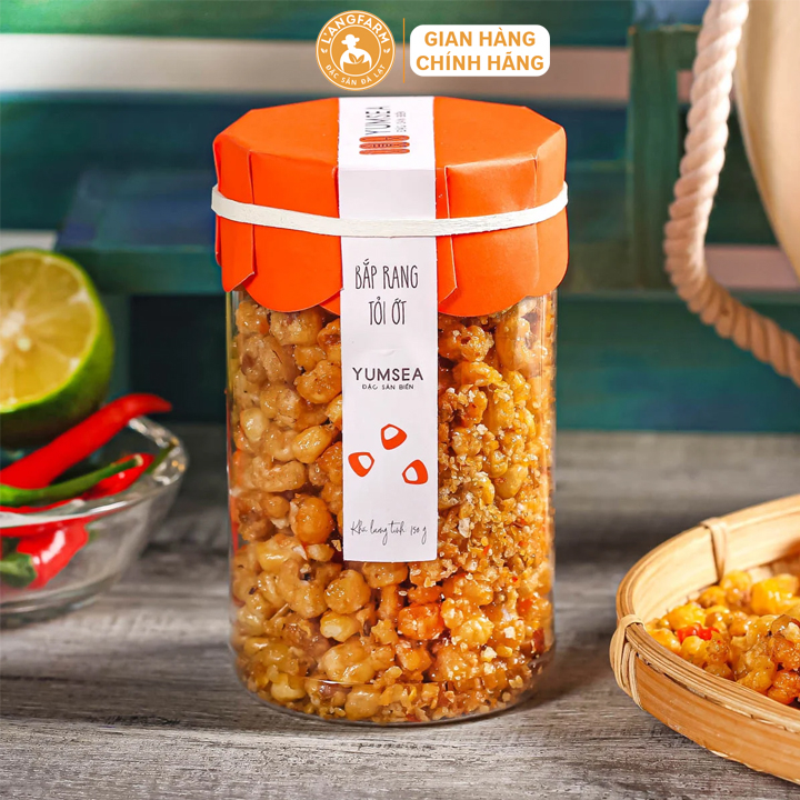 Bắp rang tỏi ớt L'angfarm, 150g, hũ, mẫu tobita, Yumsea