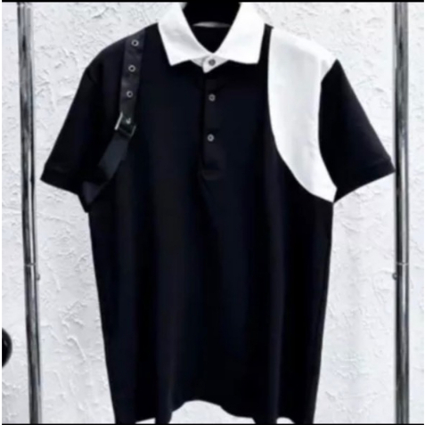 Áo Thun Có Cổ, Áo Polo MC Queen Phối Vạch Dây Cho Nam Nữ