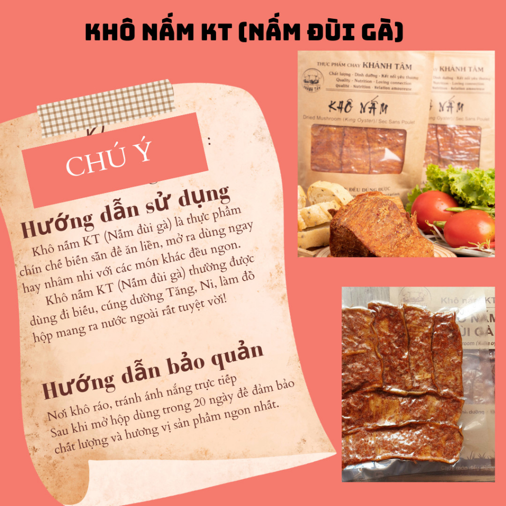 KHÔ NẤM ĐÙI GÀ THUẦN CHAY 1 KG ( VỊ KHÔ BÒ CHAY )