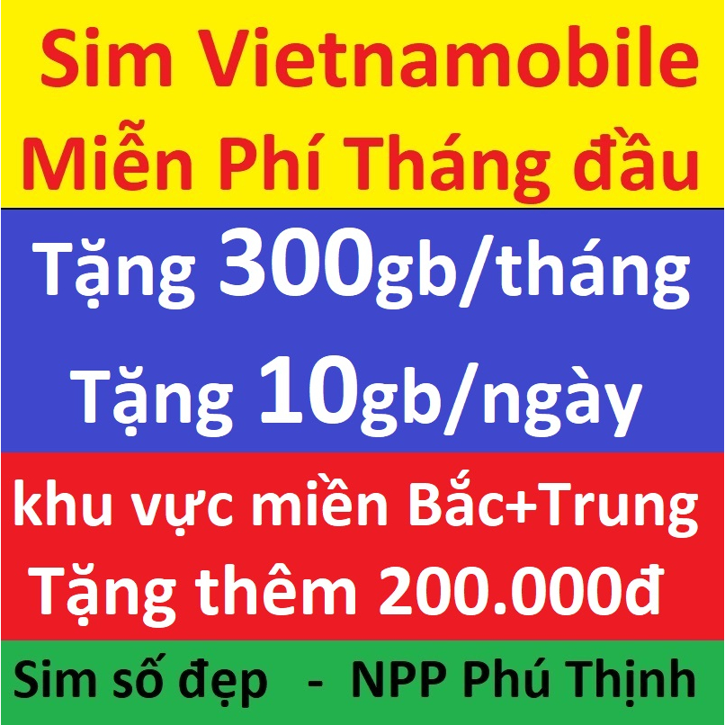 Sim Vietnamobile Tặng 120gb đến 600Gb/tháng, tặng tài khoản 40k đến 400k