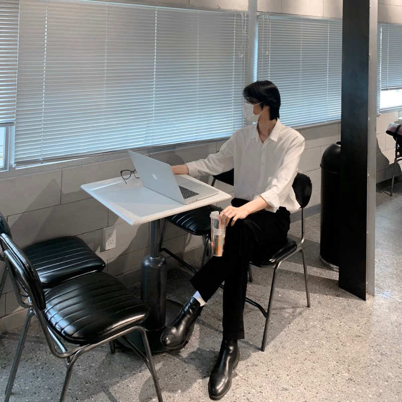 SƠ MI DÀI TAY TRƠN LỘ NÚT BASIC HÀN QUỐC TONE MÀU PASTEL FORM OVERSIZE -