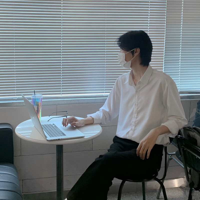 SƠ MI DÀI TAY TRƠN LỘ NÚT BASIC HÀN QUỐC TONE MÀU PASTEL FORM OVERSIZE -