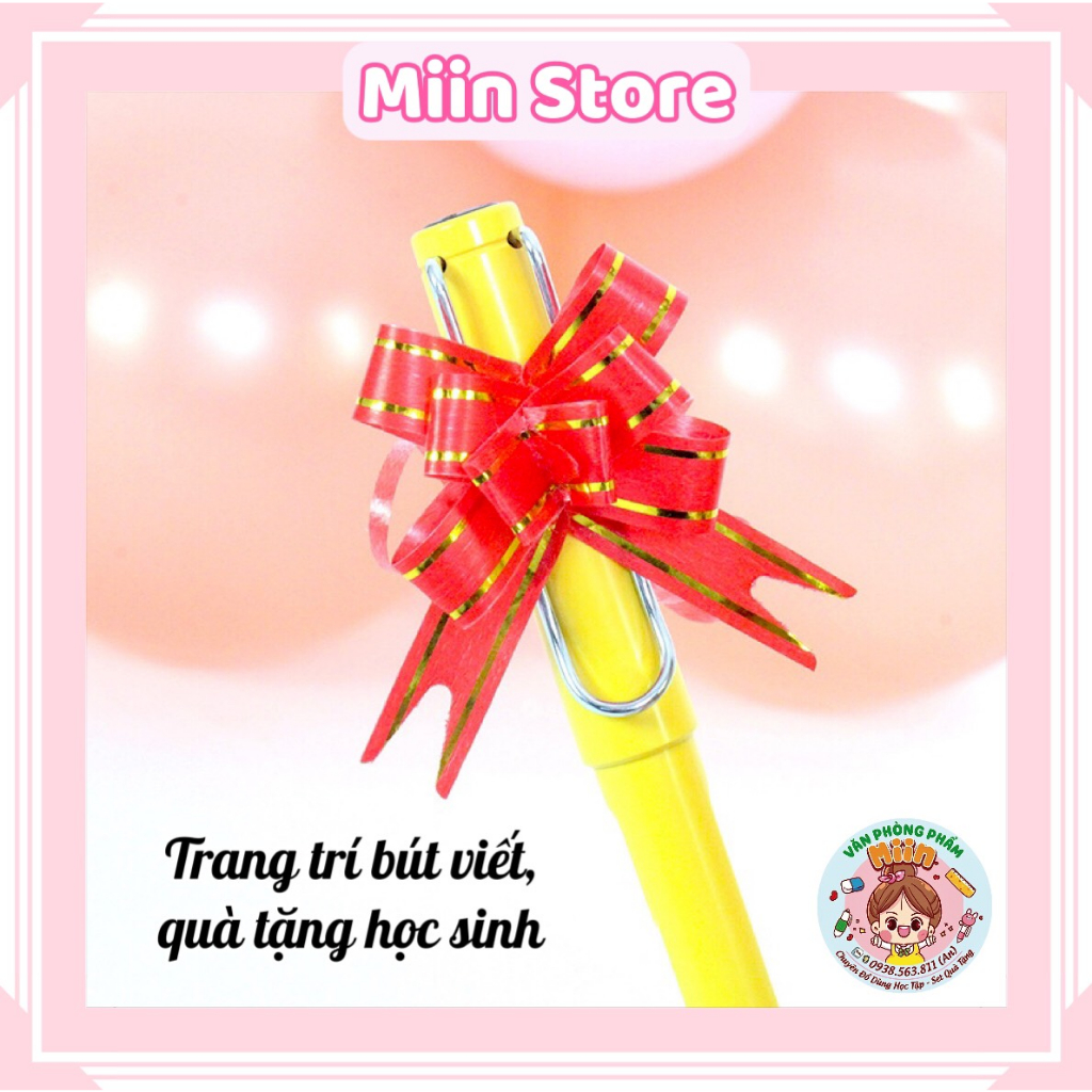 Nơ Rút Gói Quà Set 10 Cái  Bản 1,2cm 1,4cm 1,7cm Phụ Kiện Trang Trí Quà Sinh Nhật Hoa Gấu Bông Hộp Quà