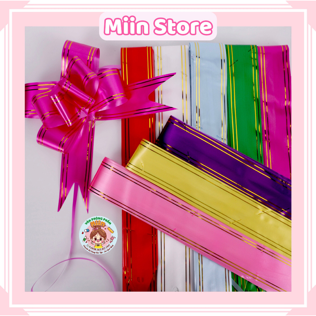 Nơ Rút Gói Quà Set 10 Cái  Bản 1,2cm 1,4cm 1,7cm Phụ Kiện Trang Trí Quà Sinh Nhật Hoa Gấu Bông Hộp Quà