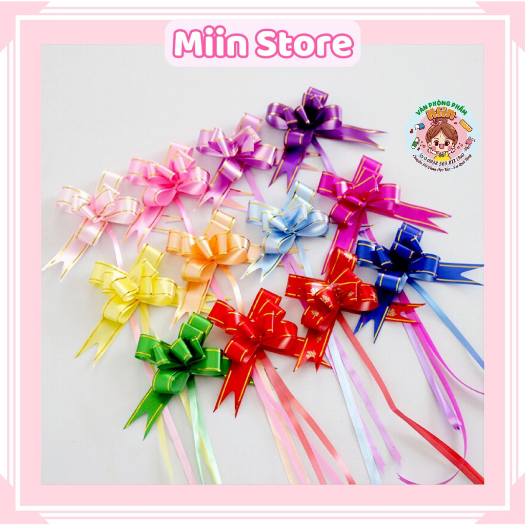 Nơ Rút Gói Quà Set 10 Cái  Bản 1,2cm 1,4cm 1,7cm Phụ Kiện Trang Trí Quà Sinh Nhật Hoa Gấu Bông Hộp Quà