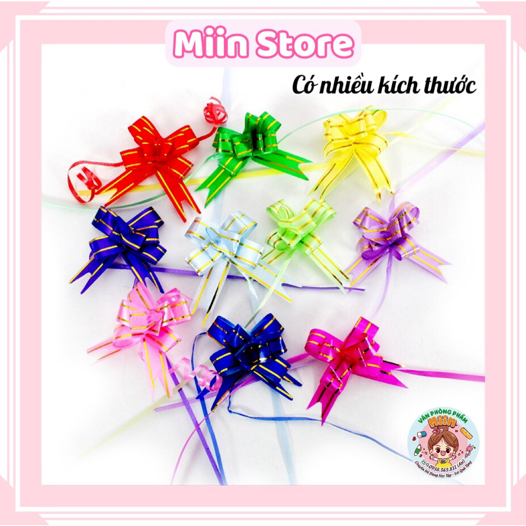 Nơ Rút Gói Quà Set 10 Cái  Bản 1,2cm 1,4cm 1,7cm Phụ Kiện Trang Trí Quà Sinh Nhật Hoa Gấu Bông Hộp Quà