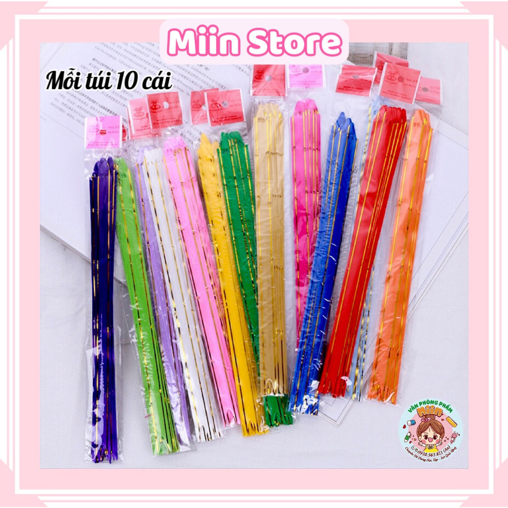 Nơ Rút Gói Quà Set 10 Cái  Bản 1,2cm 1,4cm 1,7cm Phụ Kiện Trang Trí Quà Sinh Nhật Hoa Gấu Bông Hộp Quà