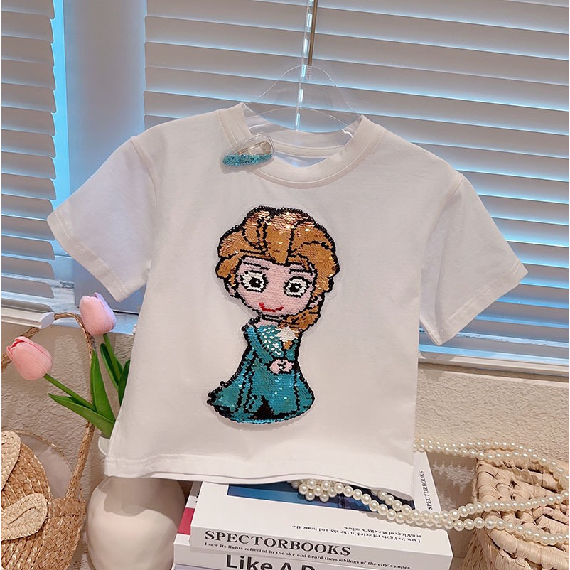 Áo kim sa cho bé thay đổi màu sắc độc đáo, vuốt nhẹ để đổi màu nhân vật, áo phông cho bé Baoquankid