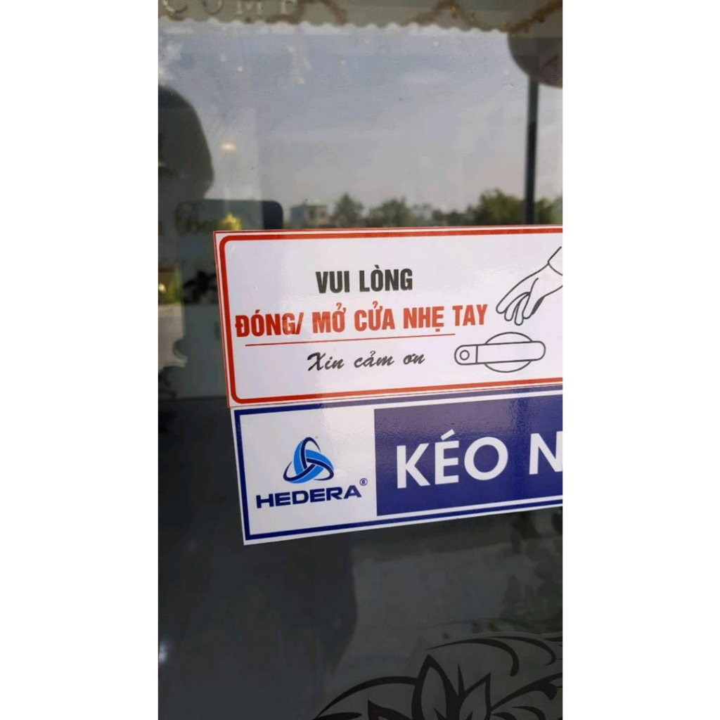 Tem xe tải, tem dán xe Vui lòng đóng cửa nhẹ tay - Decal phản quang 7 màu