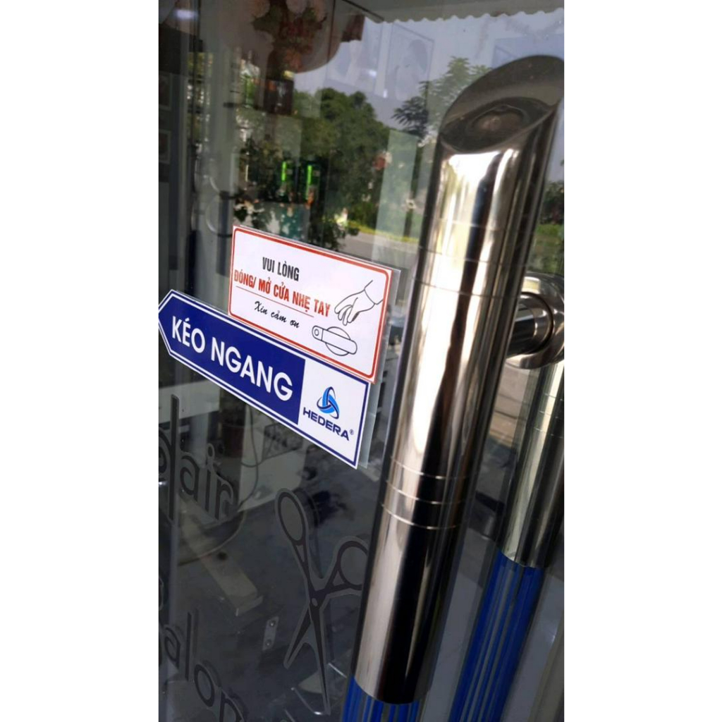 Tem xe tải, tem dán xe Vui lòng đóng cửa nhẹ tay - Decal phản quang 7 màu